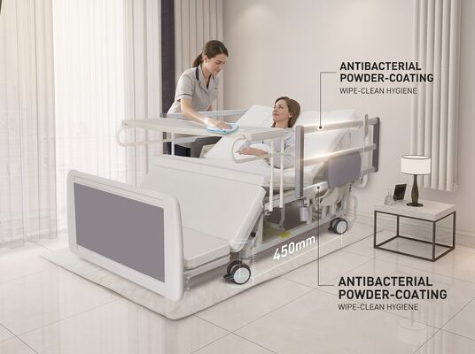 450mm Low Deck Antibacterial Nursing Bed Electric Backrest 125mm Mute Casters SGS Coating